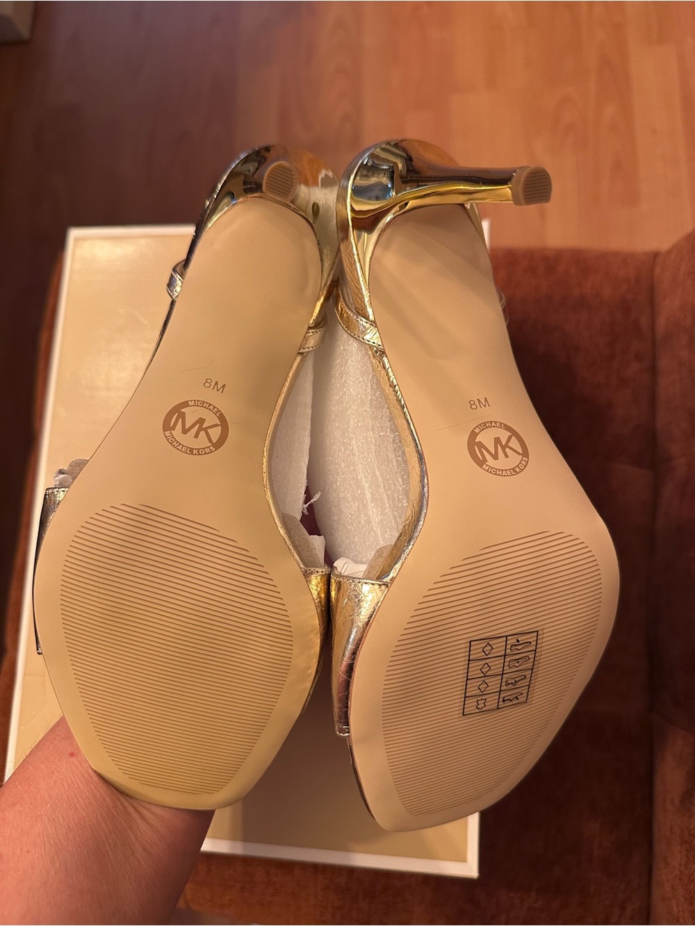 Michael Kors Metallic Gold Strappy High Heel Sandals - Picture 4 of 5